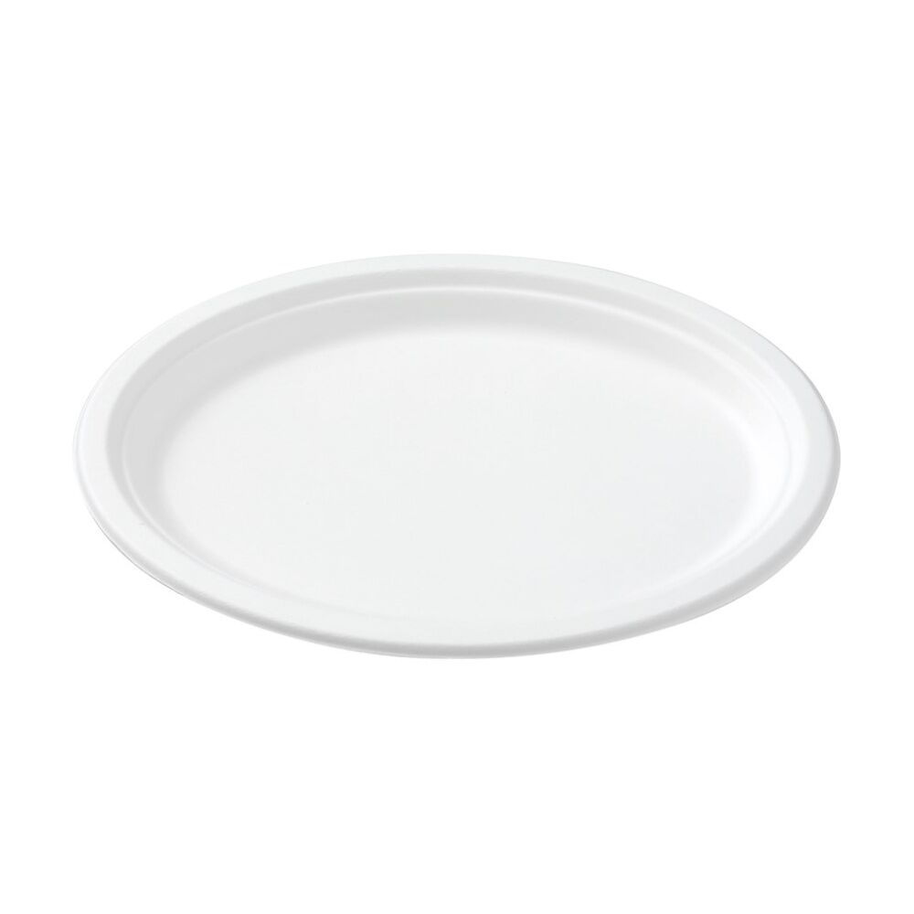 24x 10pc Lemon And Lime Sugarcane Oval Plate Biodegradable White 26x20cm