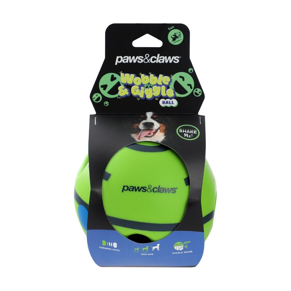 6PK Paws And Claws Wobble Giggle Pet Dog Ball Toy Shake For Sound 14cm