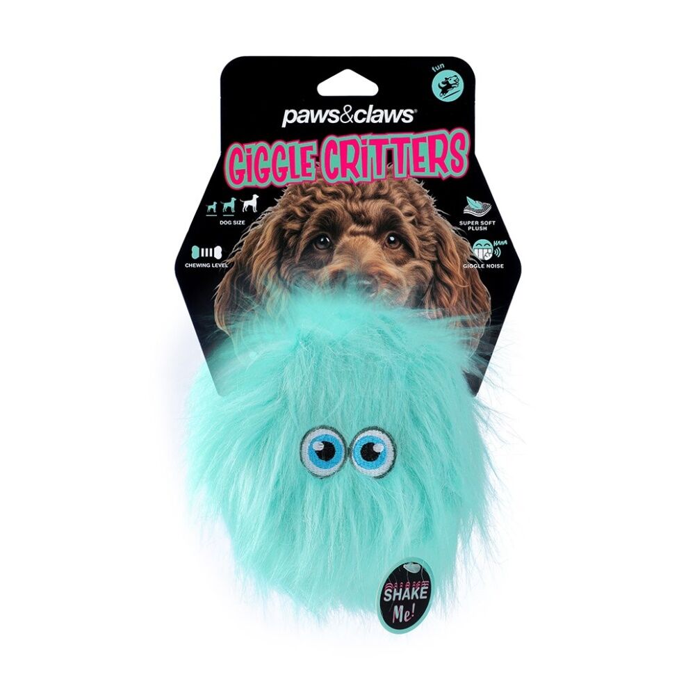 6x Paws And Claws Furry Giggle Ball Critter Dog Squeaky Chew Toy 12x9x9cm Assorted