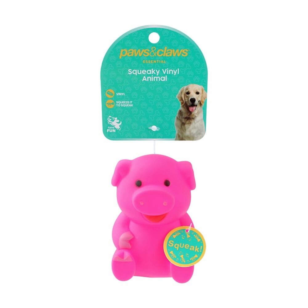 12PK Paws And Claws Vinyl Animal Pet Dog Cat Toy Built-In Squeaker 11x10x8cm