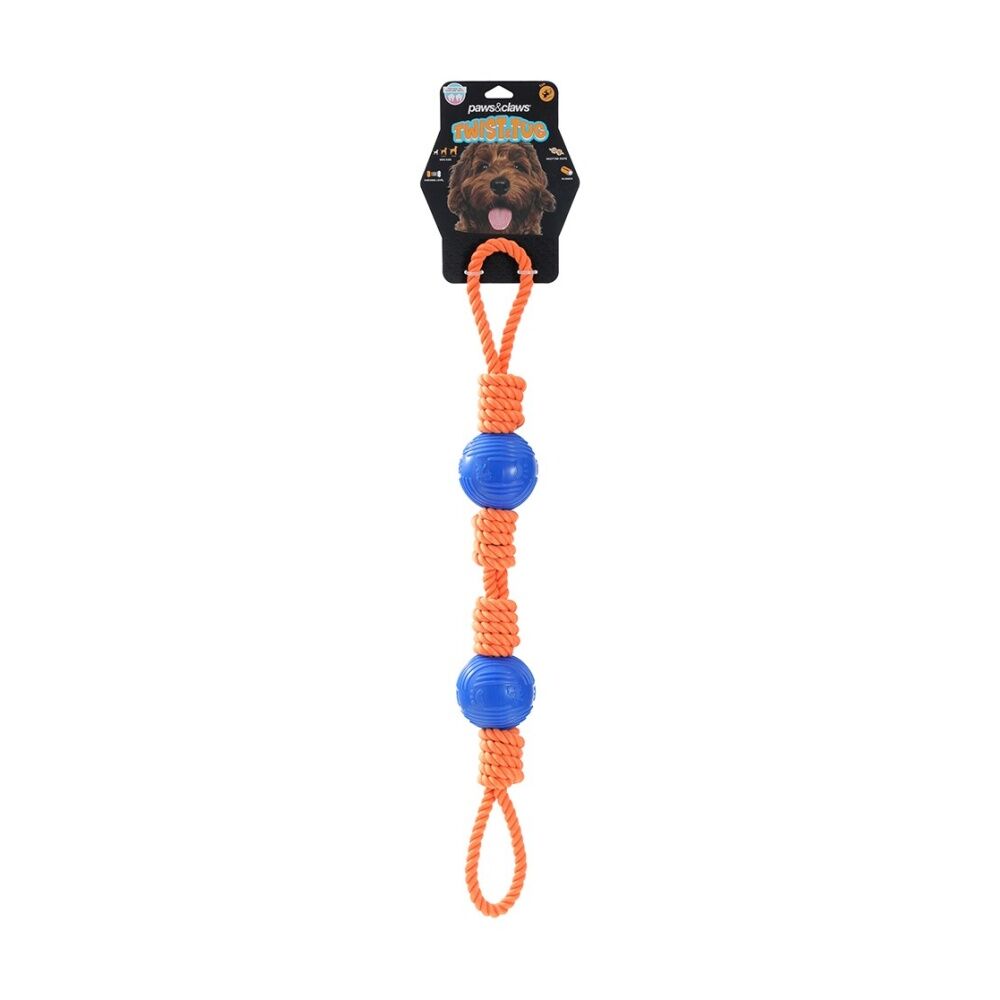 4PK Paws And Claws Twist Tug Double Loop Rope Pet Dog Toy Durable 69x7cm