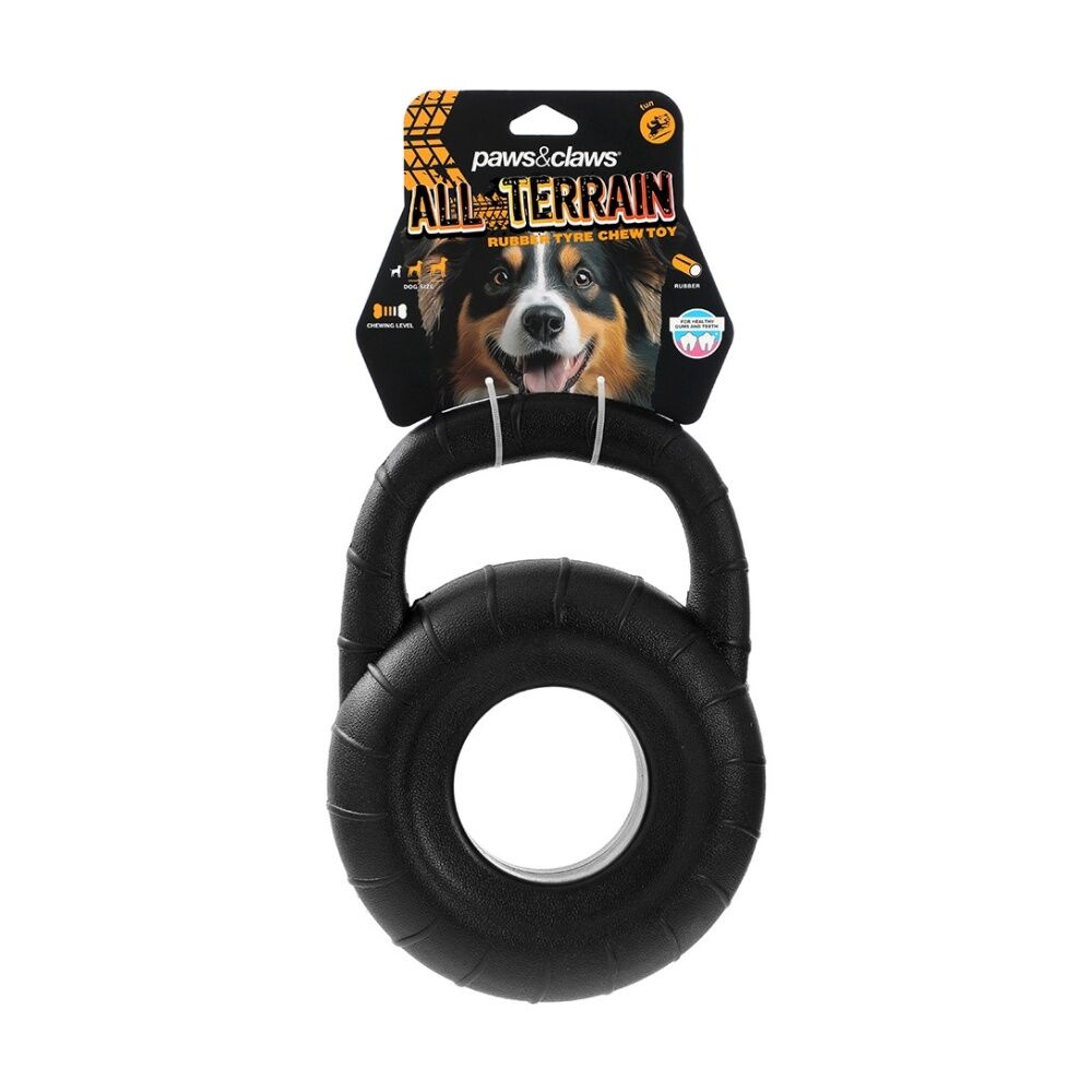 3x Paws And Claws All Terrain EVA Tyre Tugger Dog Durable Chew Toy 25.5x18.5x6cm
