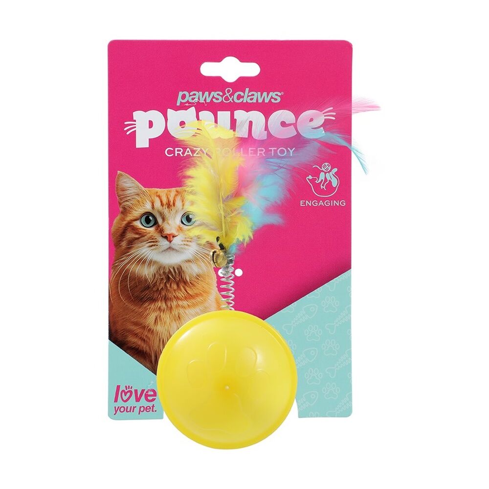 12PK Paws And Claws Pounce Crazy Rolling Pet Cat Toy Assorted 10x4cm