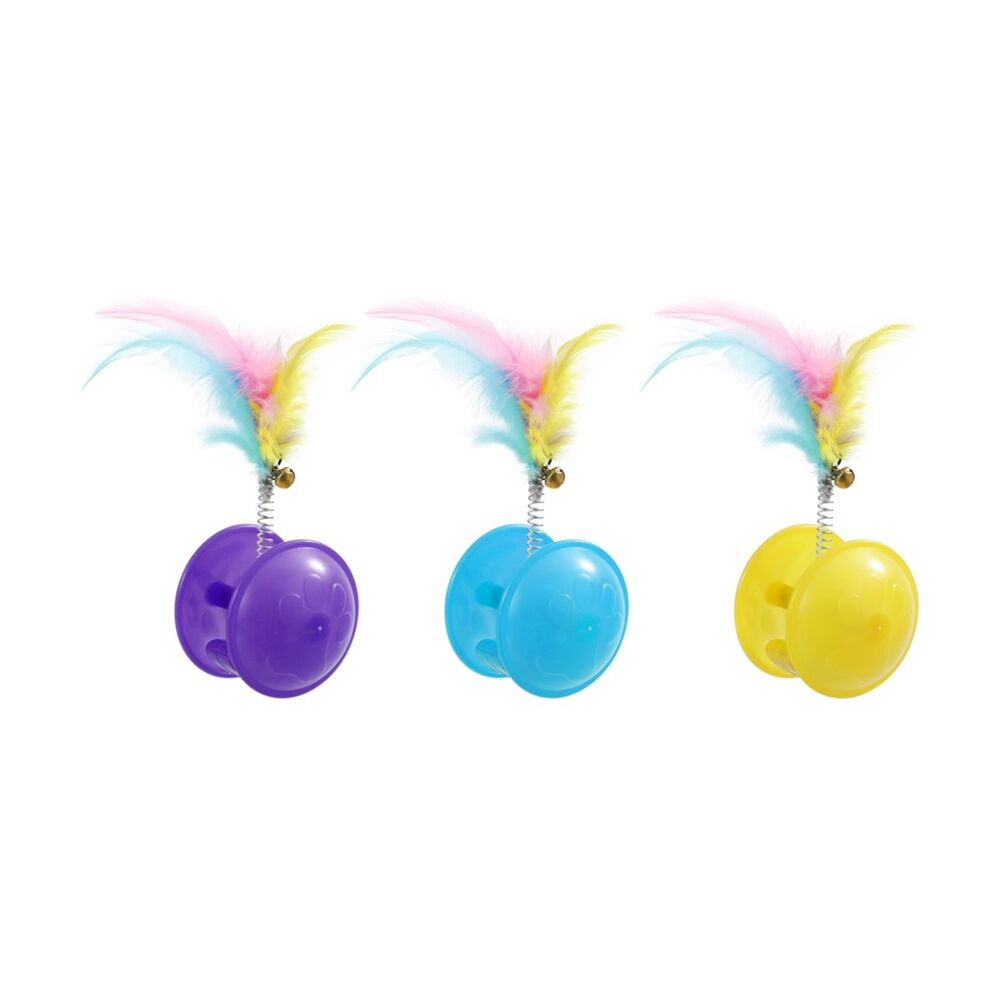 12PK Paws And Claws Pounce Crazy Rolling Pet Cat Toy Assorted 10x4cm