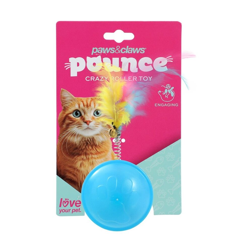 12PK Paws And Claws Pounce Crazy Rolling Pet Cat Toy Assorted 10x4cm
