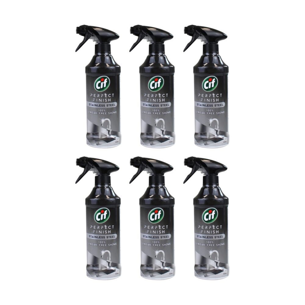 6PK Cif Stainless Steel Cleaner Perfect Finish Streakless Shine Spray 435ml