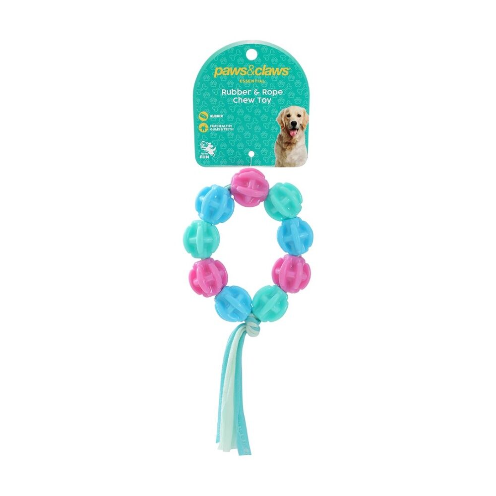 6x Paws And Claws Durable TPR & T-Shirt Rope Pet Puppy Dog Chew Toy Assorted