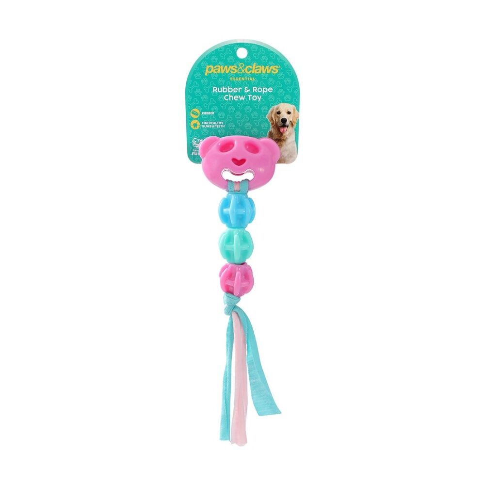 6x Paws And Claws Durable TPR & T-Shirt Rope Pet Puppy Dog Chew Toy Assorted