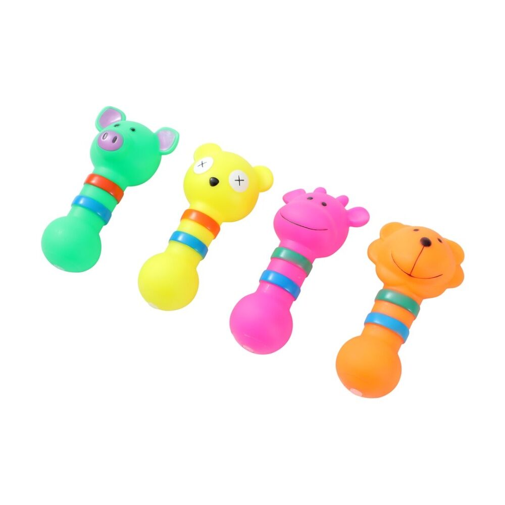 12x Paws And Claws Vinyl Baton Animals Pet Dog Squeaky Chew Toy 13.5x7cm Assorted
