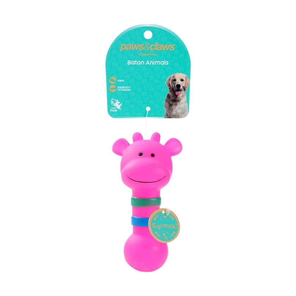 12x Paws And Claws Vinyl Baton Animals Pet Dog Squeaky Chew Toy 13.5x7cm Assorted