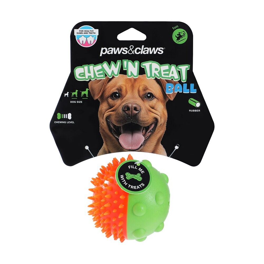 6x Paws And Claws Dental Treat Ball Pet Dog Toy Teeth Gum Cleaning 8.5cm Assorted