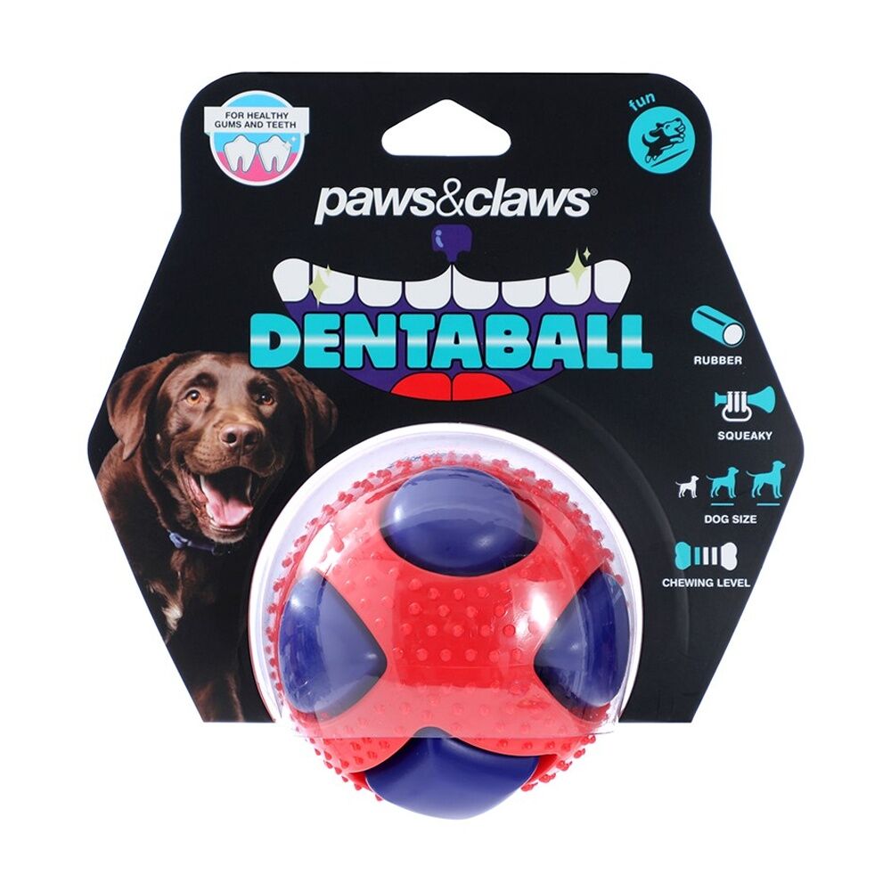 12PK Paws And Claws Dentaball Pet Dog Toy Sensory Ball Squeaky Dental Care 8.5cm