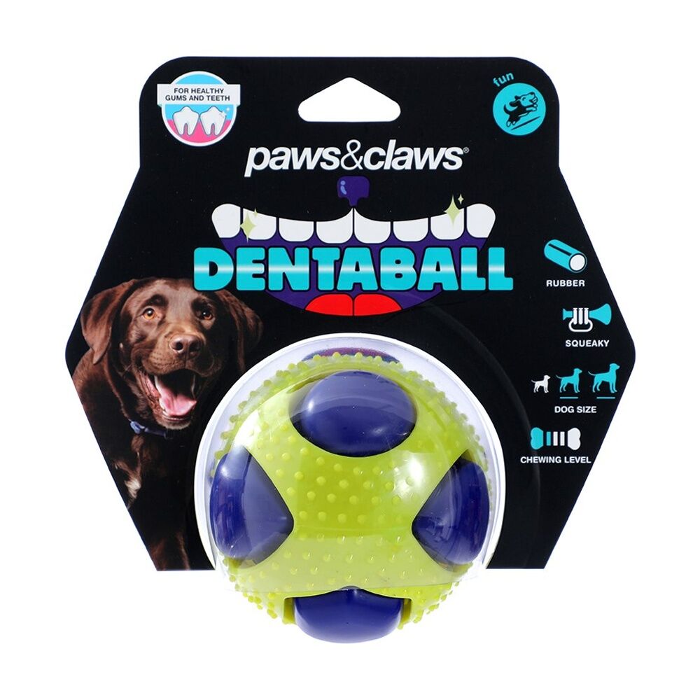 12PK Paws And Claws Dentaball Pet Dog Toy Sensory Ball Squeaky Dental Care 8.5cm