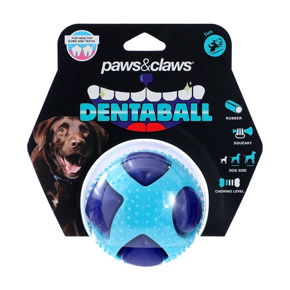 12PK Paws And Claws Dentaball Pet Dog Toy Sensory Ball Squeaky Dental Care 8.5cm