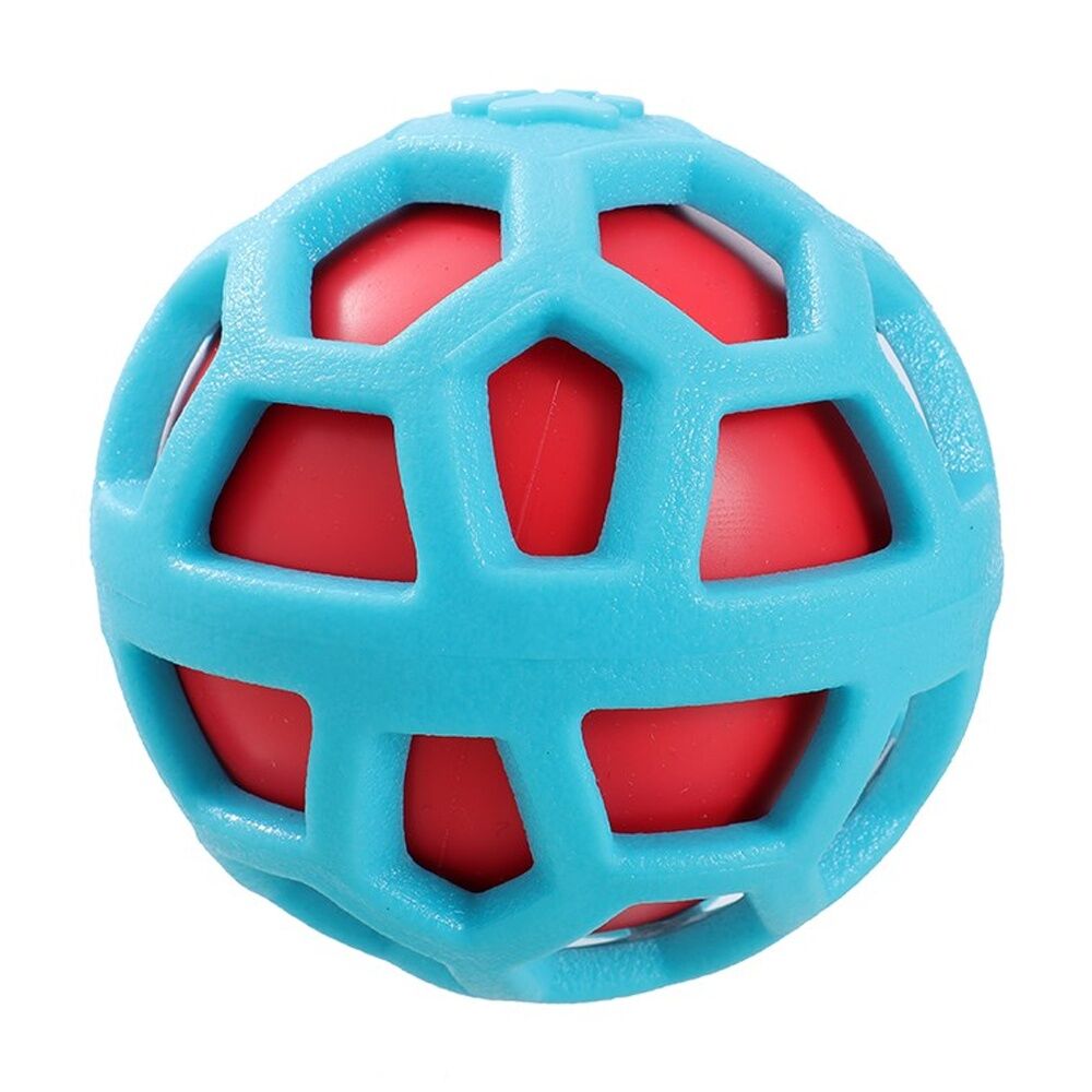 6x Paws And Claws TPR Cage Ball W/ Squeaker Pet Dog Fetch/Chase Toy 9cm Assorted