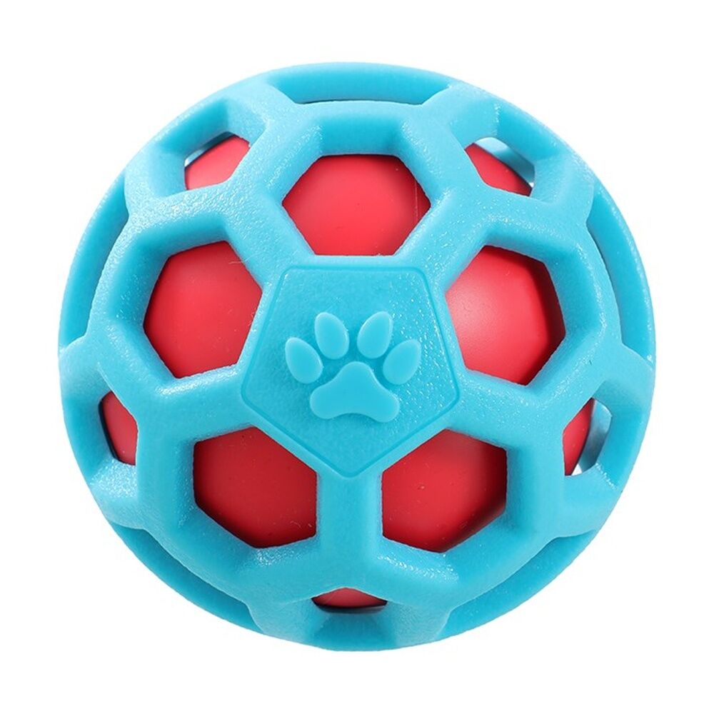 6x Paws And Claws TPR Cage Ball W/ Squeaker Pet Dog Fetch/Chase Toy 9cm Assorted