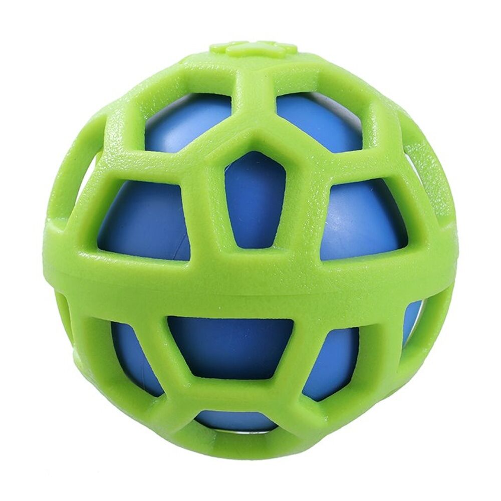 6x Paws And Claws TPR Cage Ball W/ Squeaker Pet Dog Fetch/Chase Toy 9cm Assorted