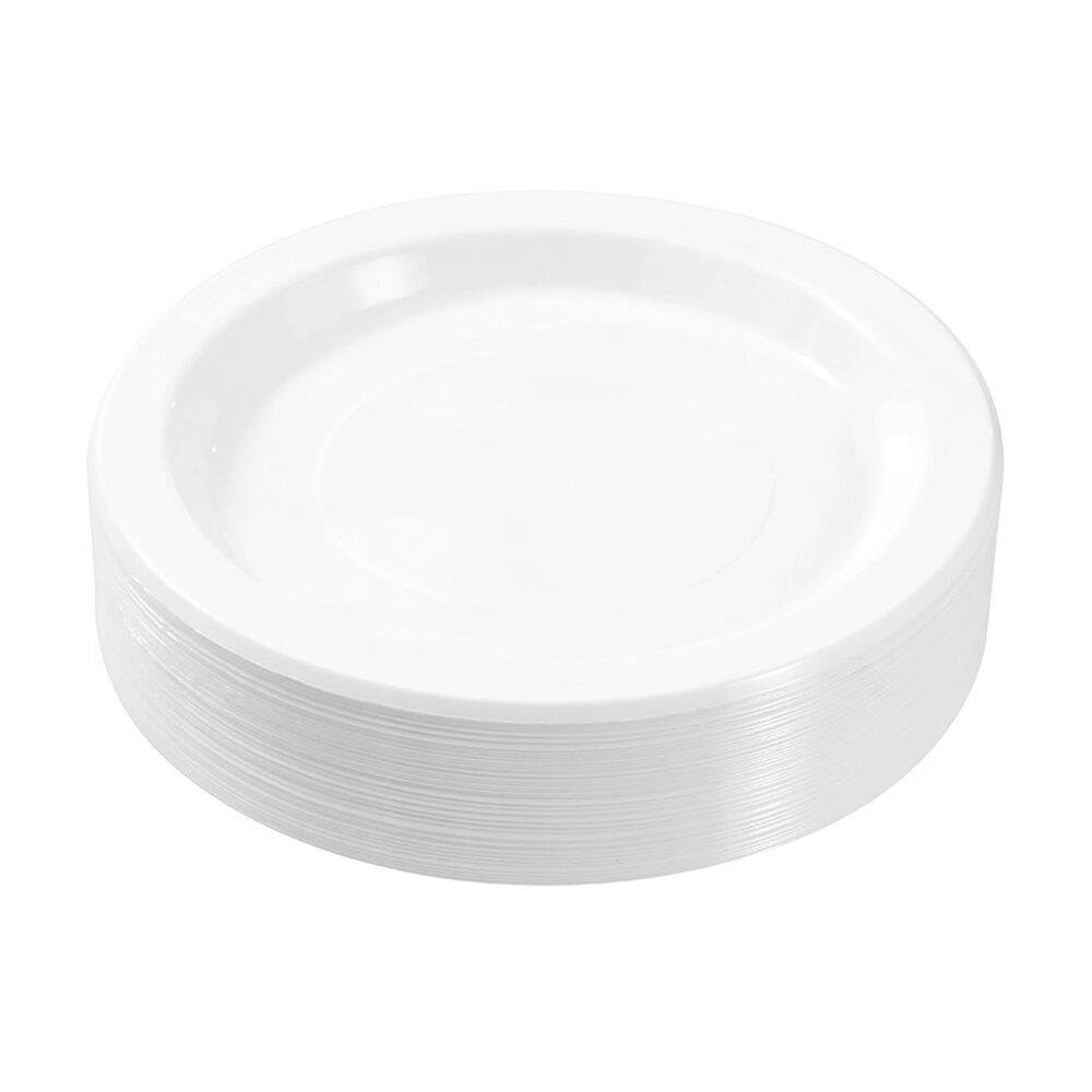 3x 50pc Lemon And Lime Reusable Plastic Food Serving Plates Dinner Set White 22.5cm