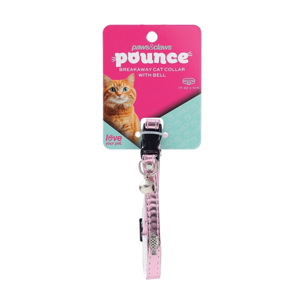 6x Paws And Claws Adjustable Breakaway Cat Bell Pet Collar Metallic Assorted