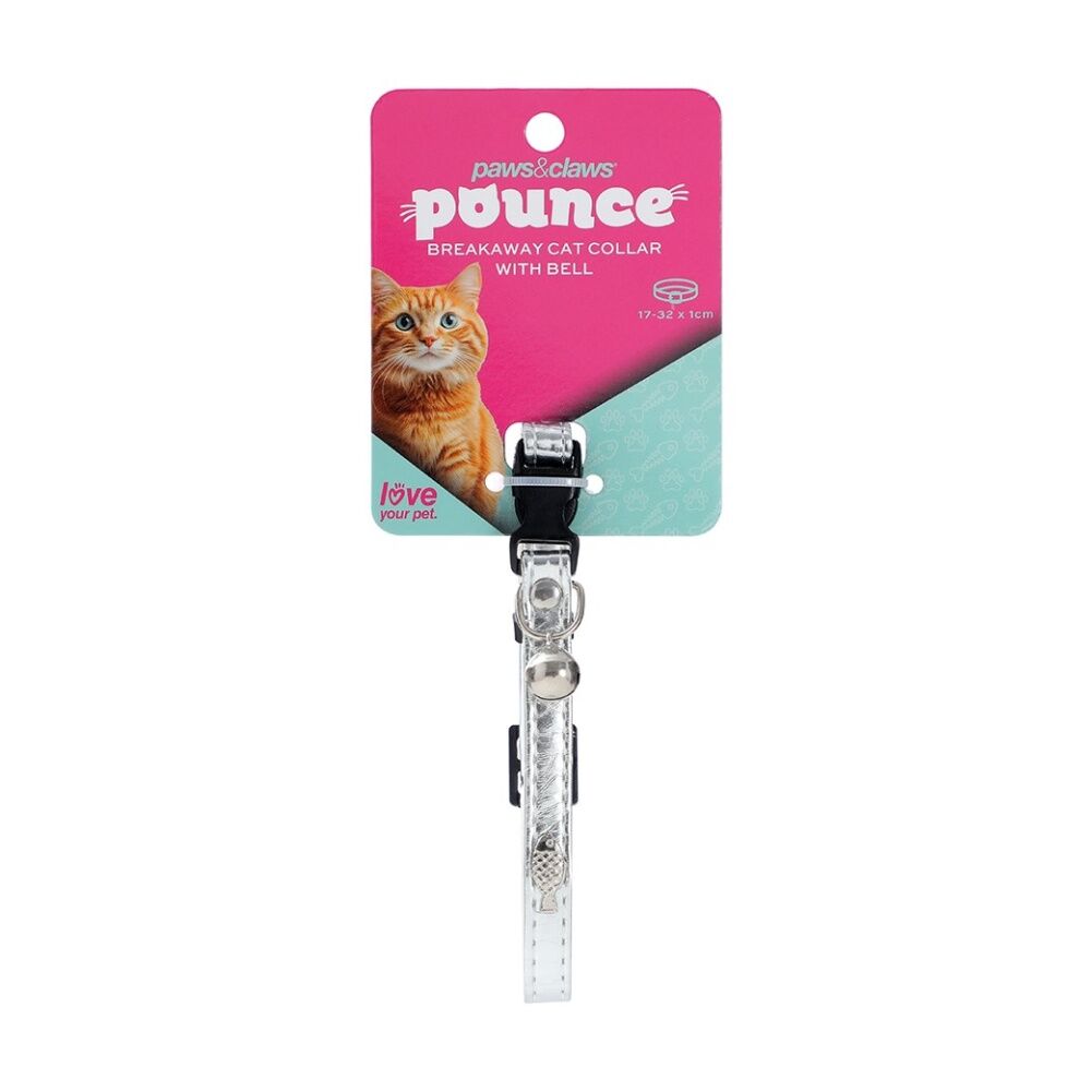 6x Paws And Claws Adjustable Breakaway Cat Bell Pet Collar Metallic Assorted