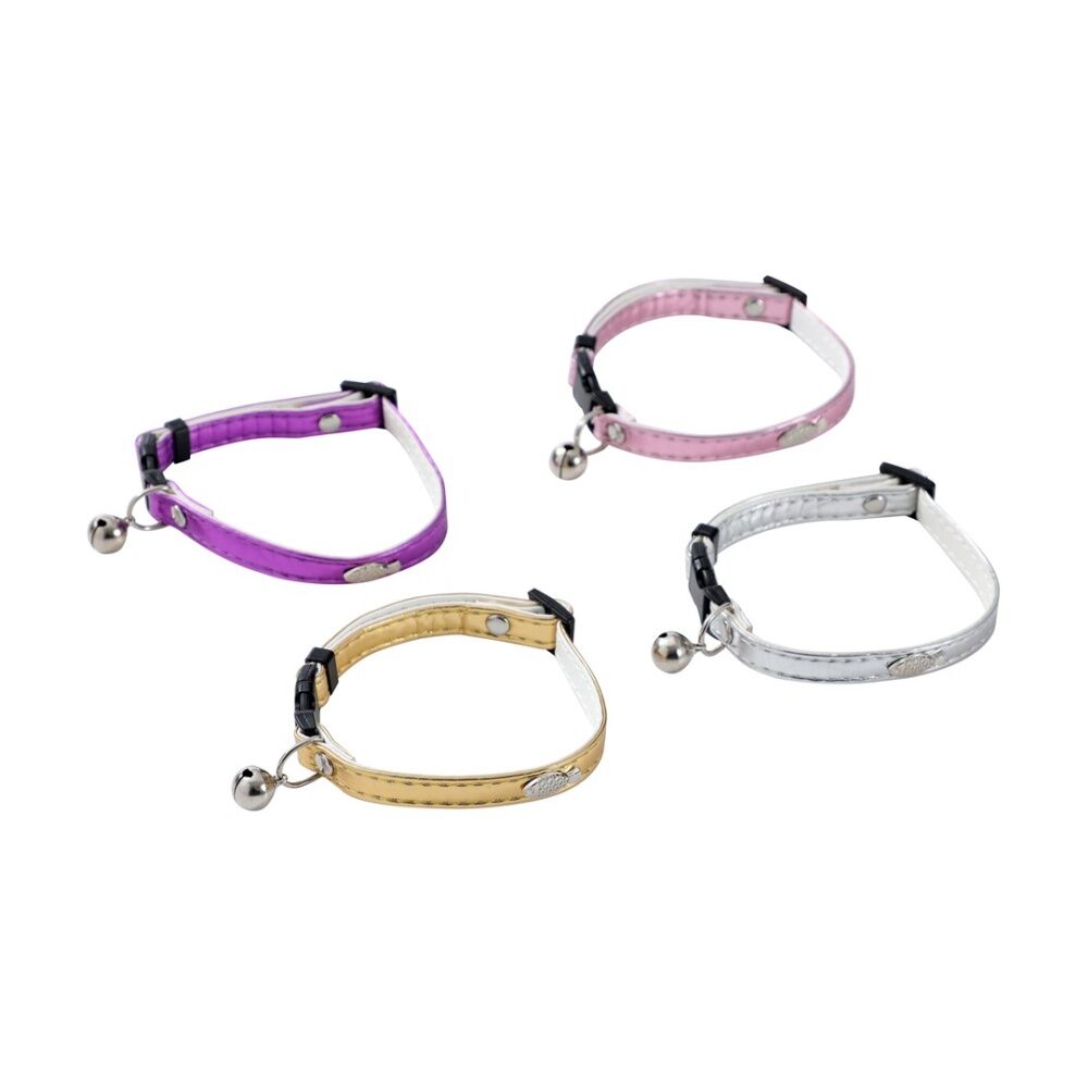 6x Paws And Claws Adjustable Breakaway Cat Bell Pet Collar Metallic Assorted