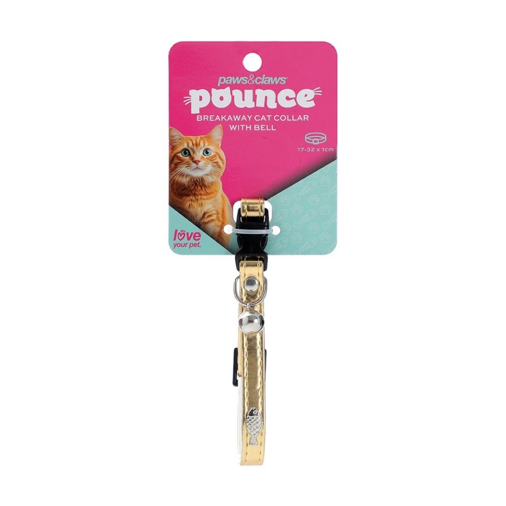 6x Paws And Claws Adjustable Breakaway Cat Bell Pet Collar Metallic Assorted
