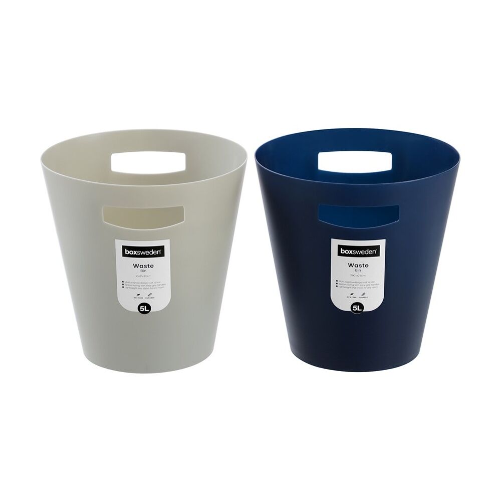 24x Boxsweden Waste Bin Rubbish Trashcan W/ Handle 5L 21x21x22cm Assorted