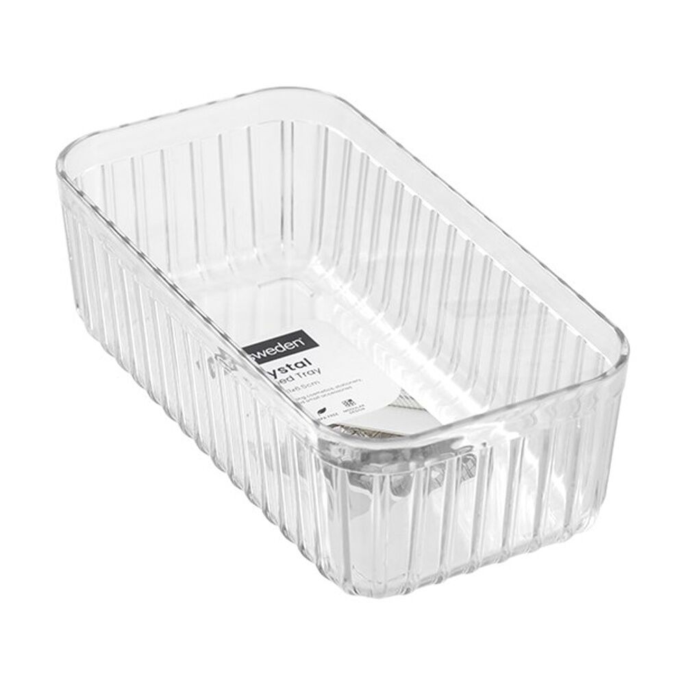 36PK Boxsweden Crystal Ribbed Tray Home Organiser Storage Container 21x11x6.5cm