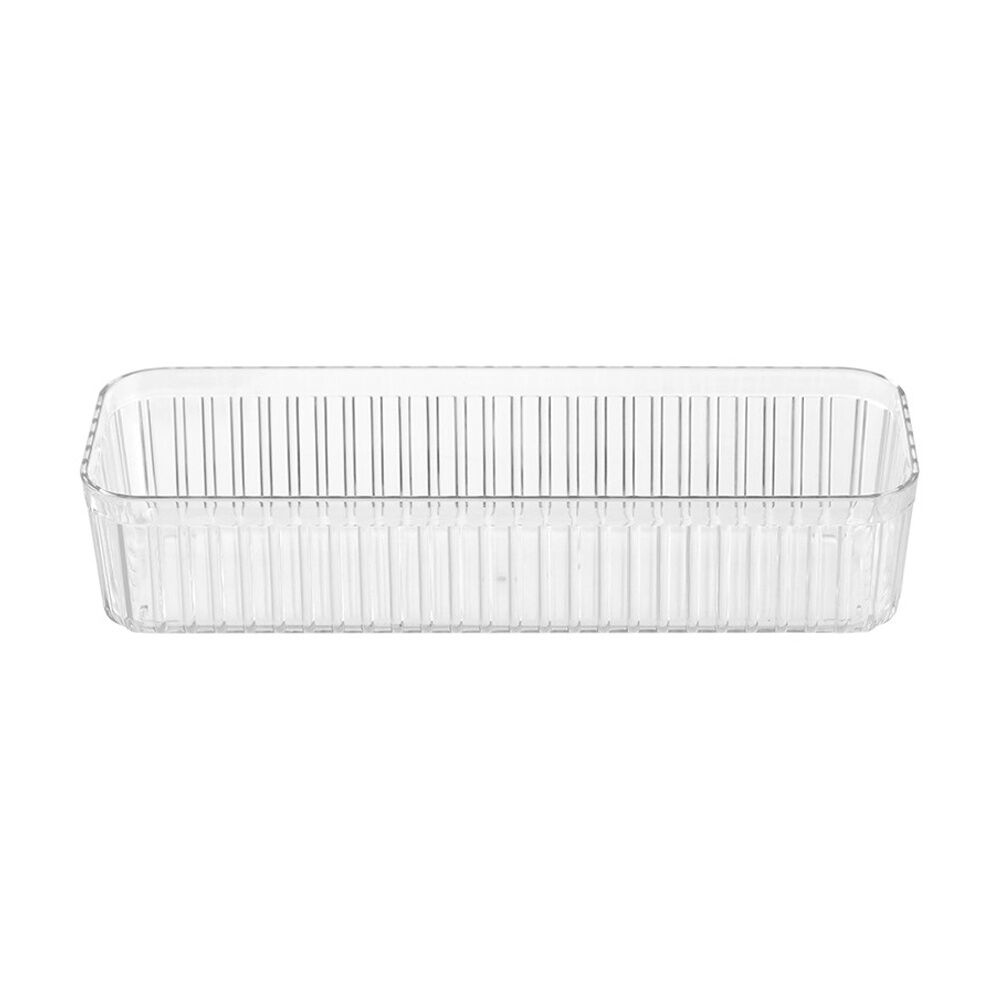 24x Boxsweden Crystal Ribbed Tray Modular Design Storage Container Clear 31x11x6.5cm