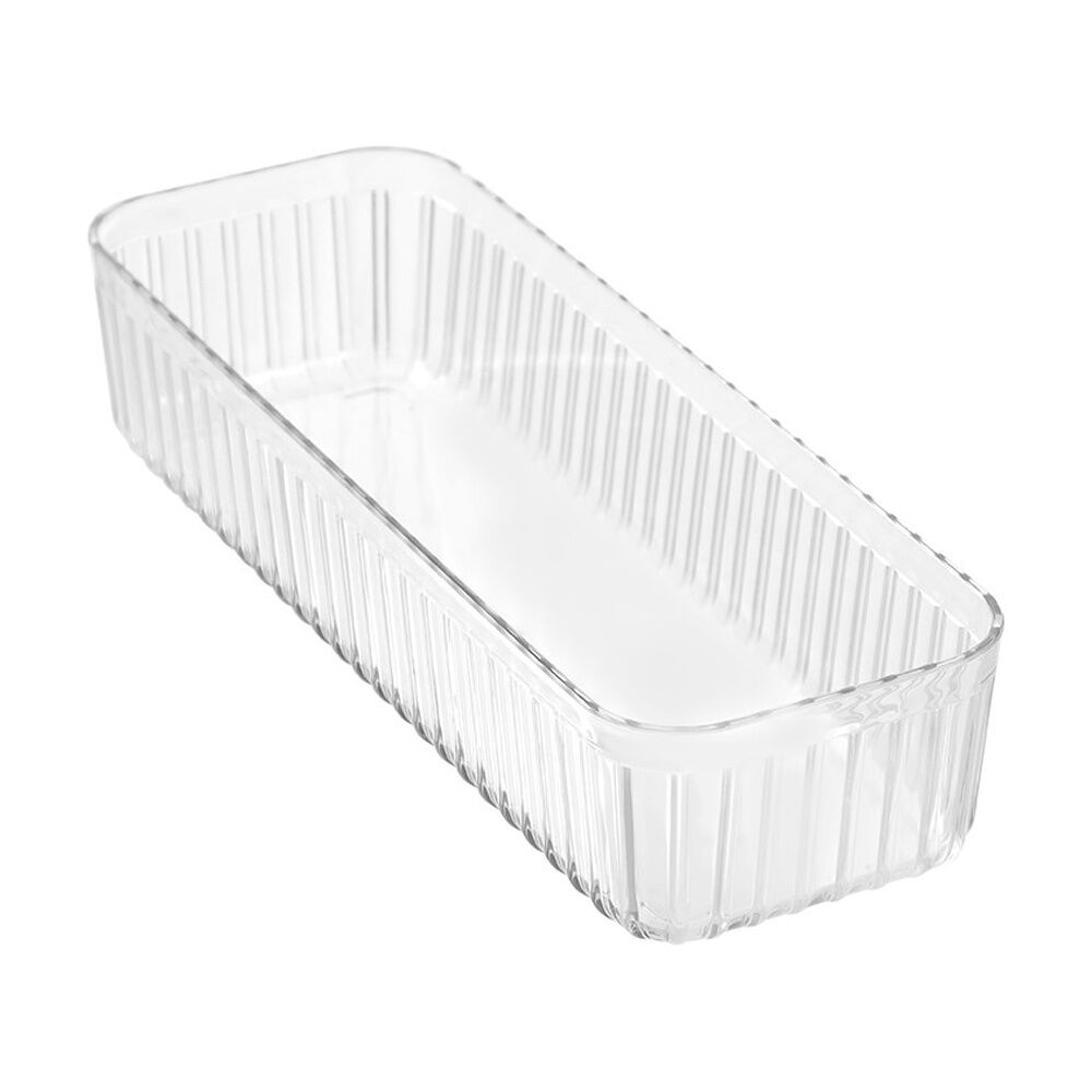 24x Boxsweden Crystal Ribbed Tray Modular Design Storage Container Clear 31x11x6.5cm