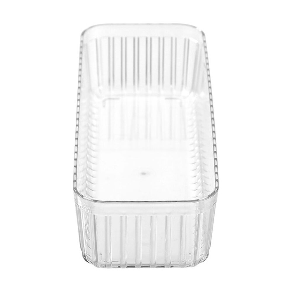 24x Boxsweden Crystal Ribbed Tray Modular Design Storage Container Clear 31x11x6.5cm