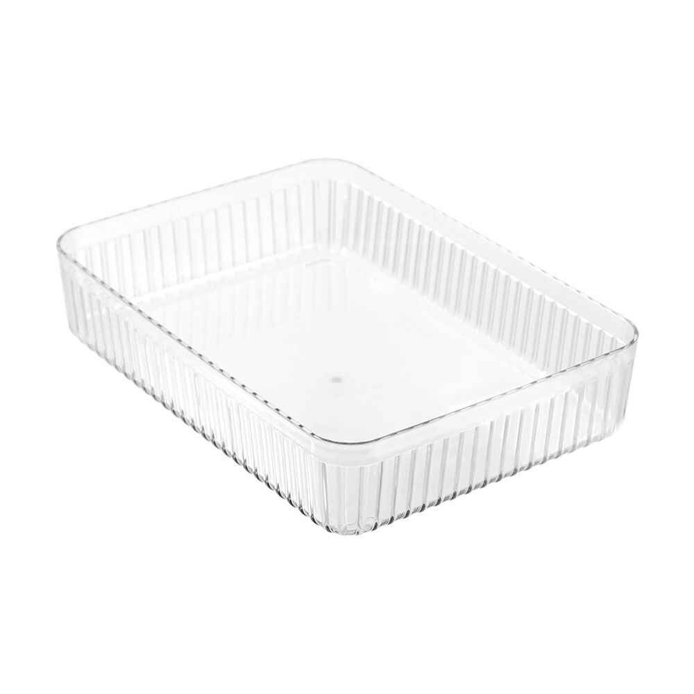 12x Boxsweden Crystal Ribbed Tray Modular Design Storage Container Clear 32x23x7cm