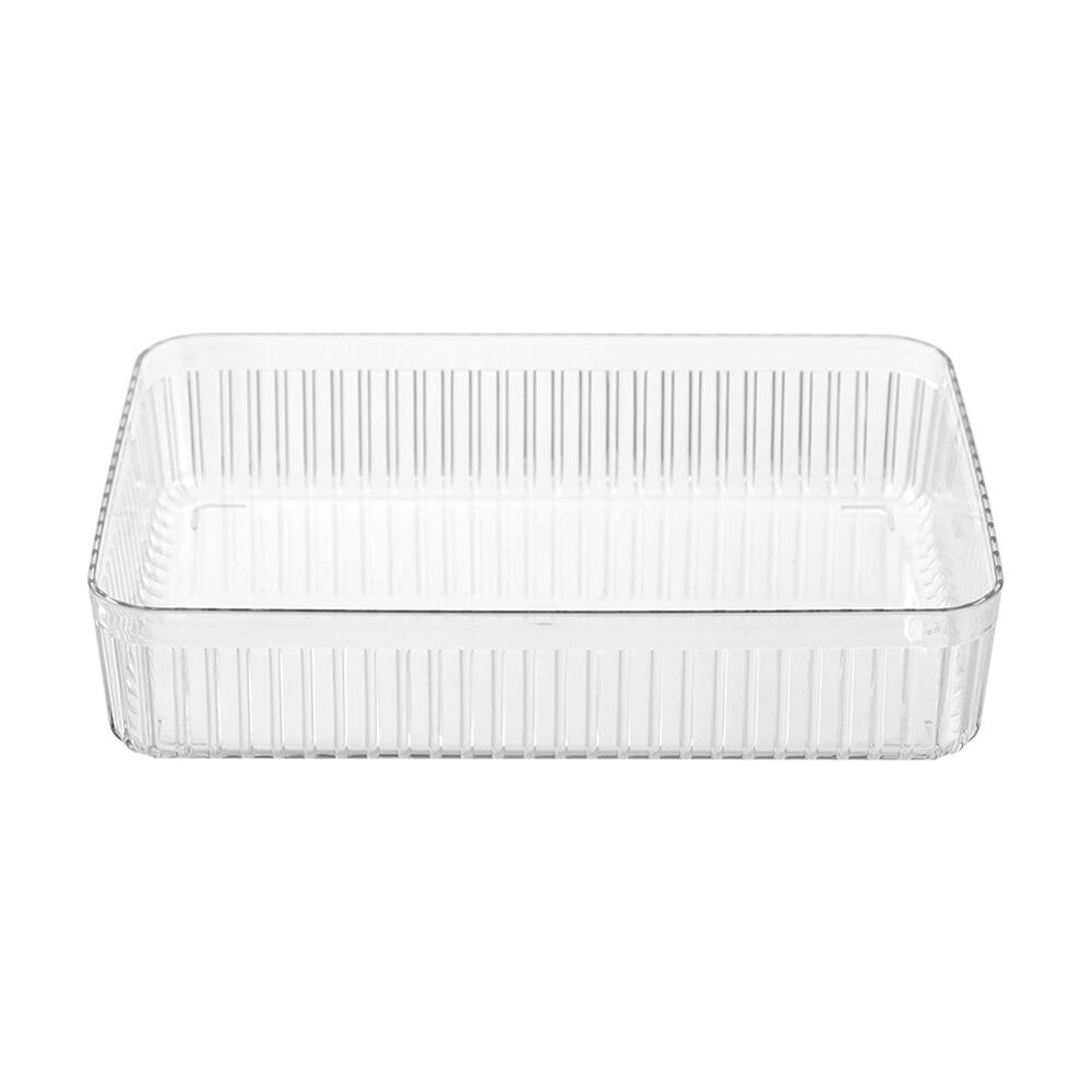 12x Boxsweden Crystal Ribbed Tray Modular Design Storage Container Clear 32x23x7cm