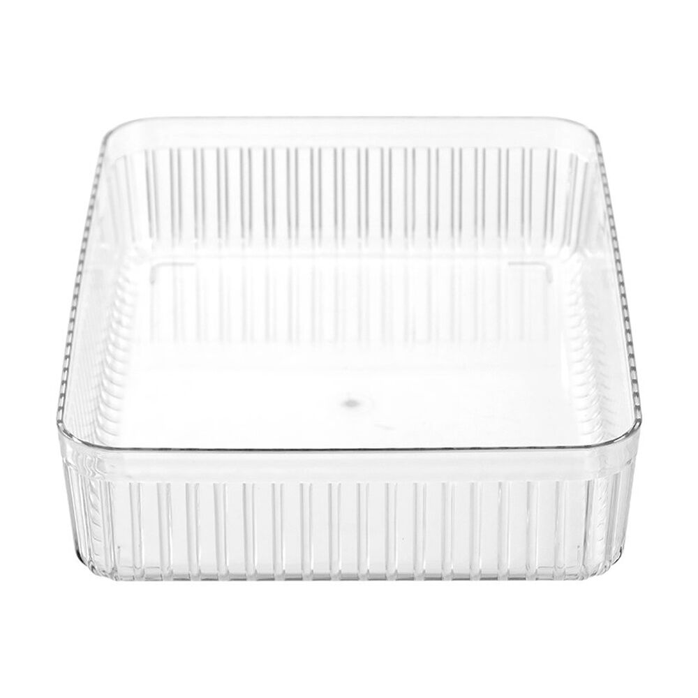 6x Boxsweden Crystal Ribbed Tray Modular Design Storage Container Clear 32x23x7cm