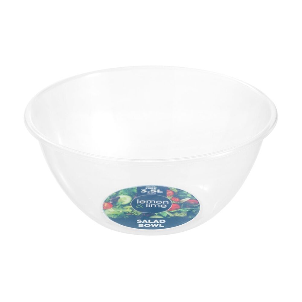 24x Lemon And Lime Large Plastic Serving/Salad Bowl 3.5L Clear 27.5cm