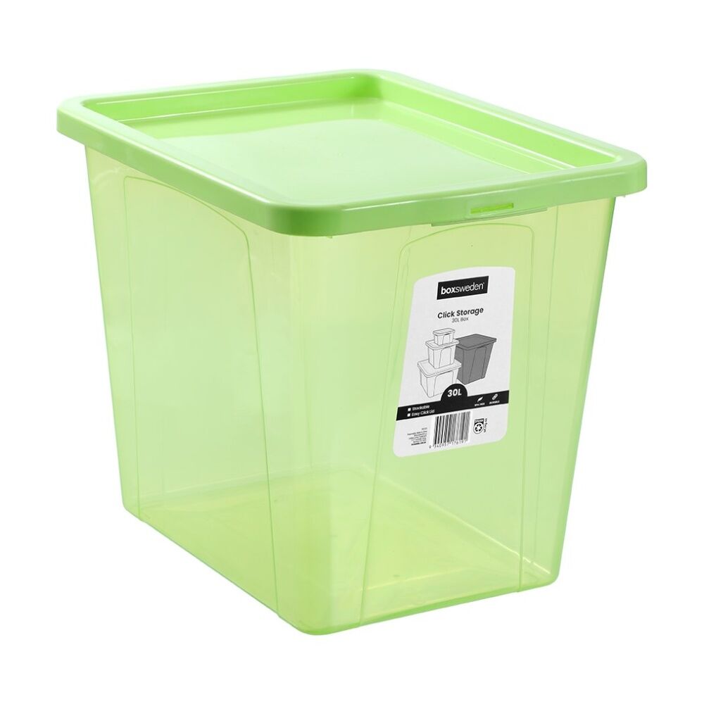 3x Boxsweden Click Stackable Organiser Storage Box 30L 43x33x34.5cm Assorted