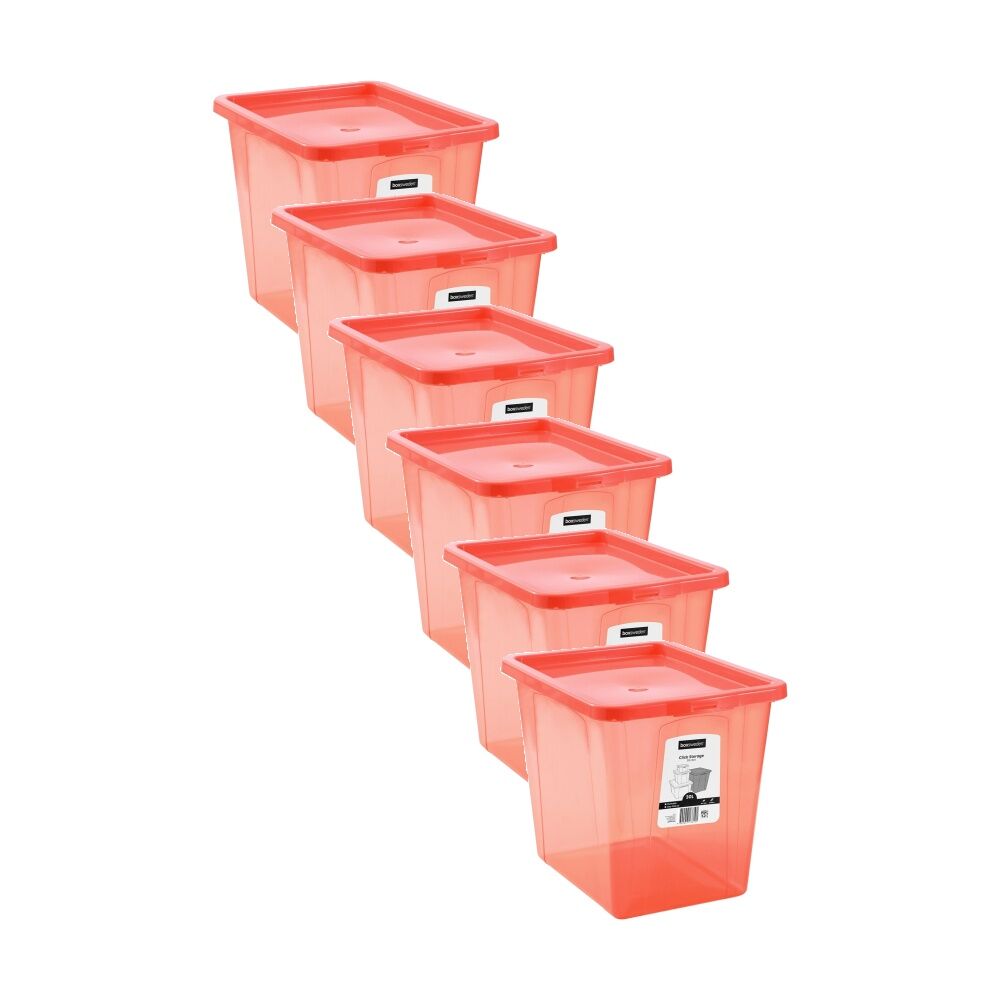 6x Boxsweden Click Stackable Organiser Storage Box 30L 43x33x34.5cm Assorted