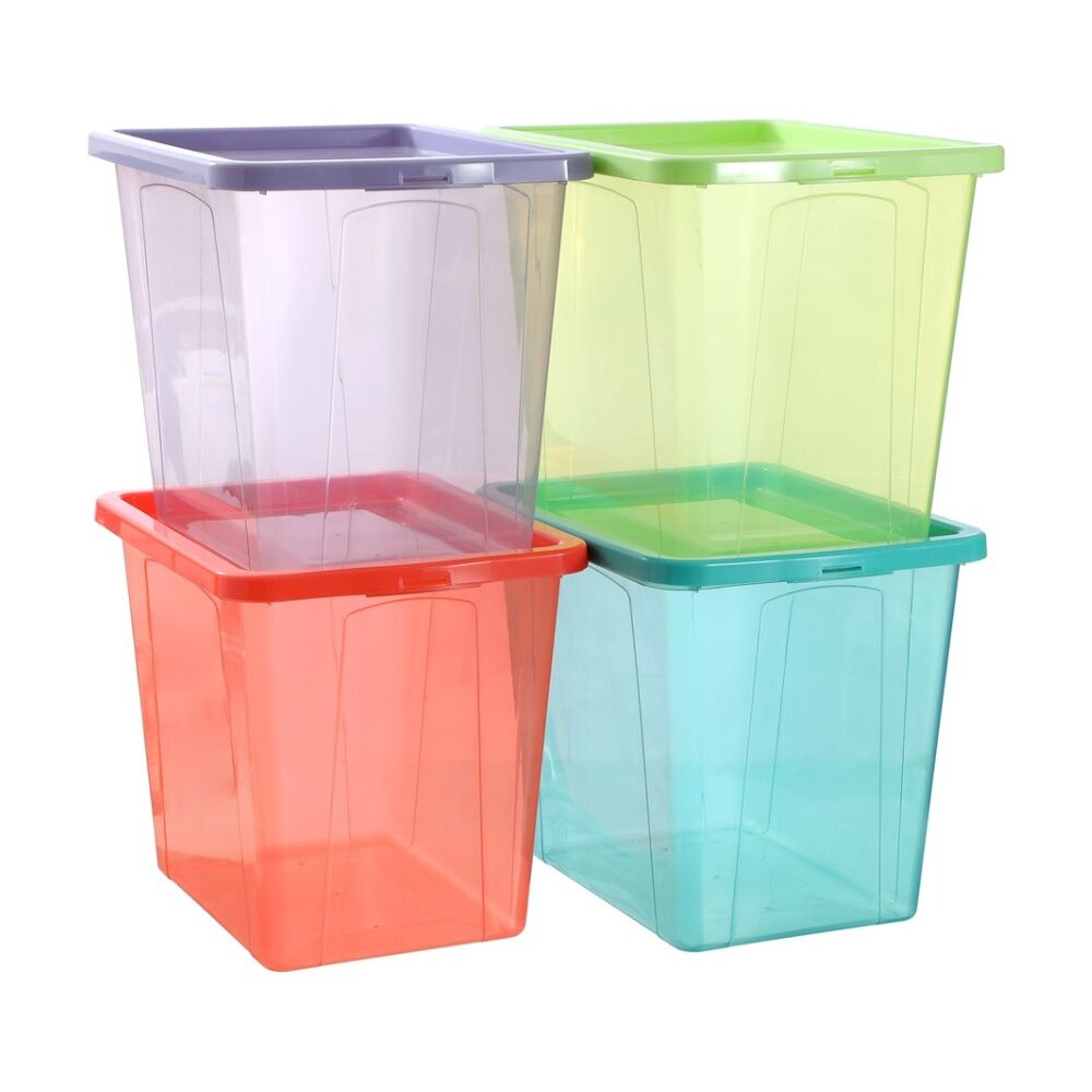 6x Boxsweden Click Stackable Organiser Storage Box 30L 43x33x34.5cm Assorted