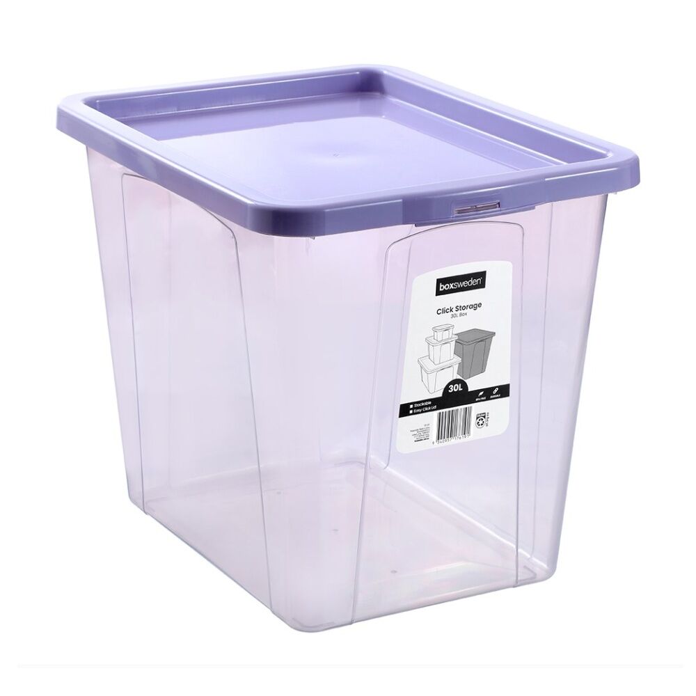 6x Boxsweden Click Stackable Organiser Storage Box 30L 43x33x34.5cm Assorted