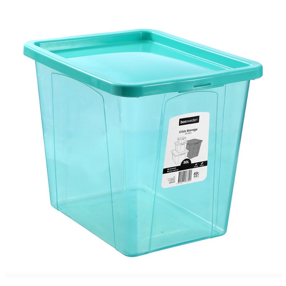 6x Boxsweden Click Stackable Organiser Storage Box 30L 43x33x34.5cm Assorted