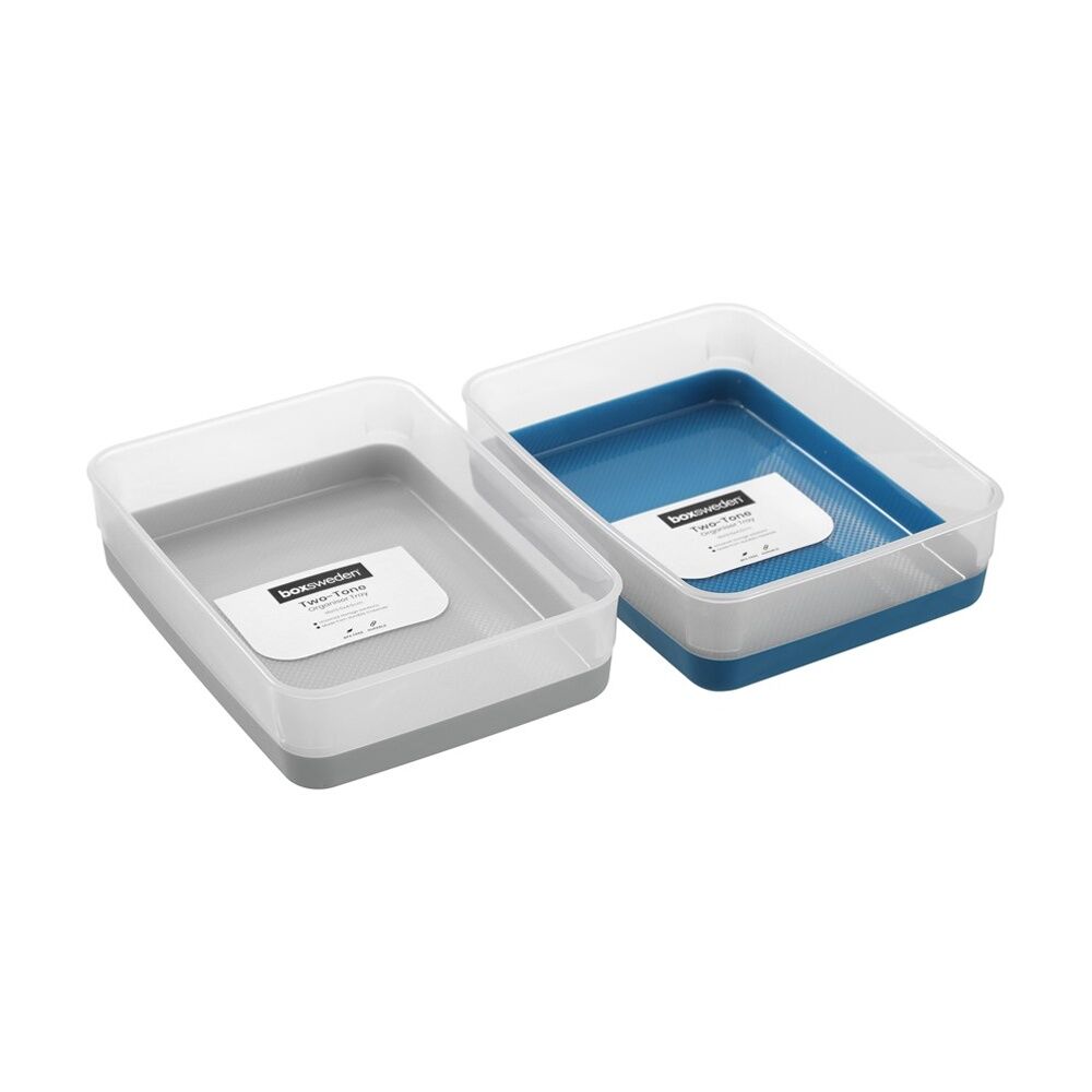12x Boxsweden Durable Two-Tone Organiser Storage Tray 18x13.5x4.5cm Assorted