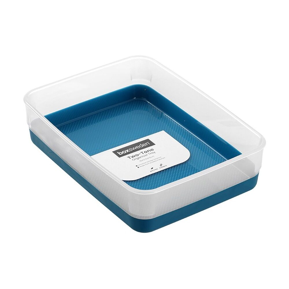 12x Boxsweden Durable Two-Tone Organiser Storage Tray 18x13.5x4.5cm Assorted