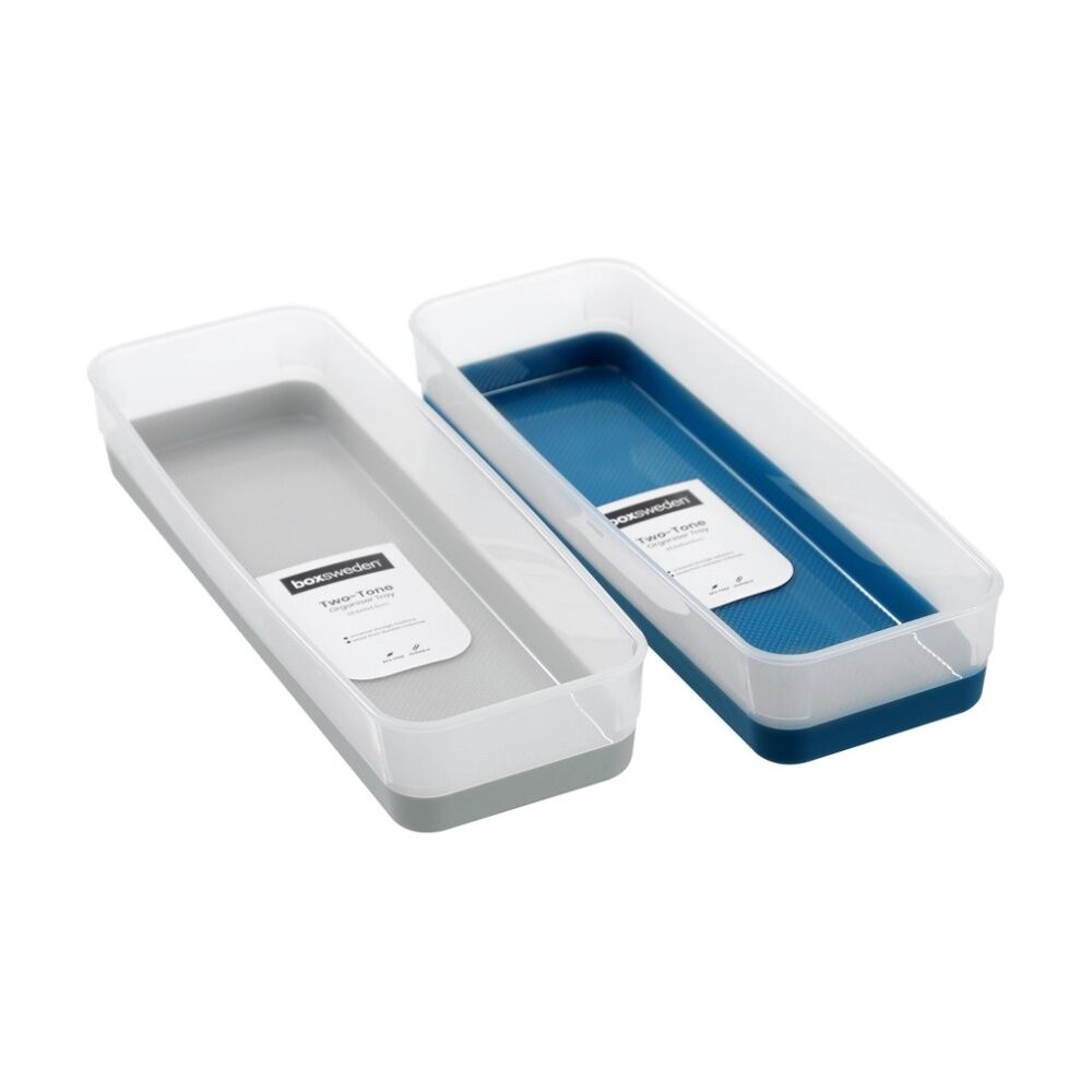 12x Boxsweden Durable Two-Tone Organiser Storage Tray 26.5x9x4.5cm Assorted