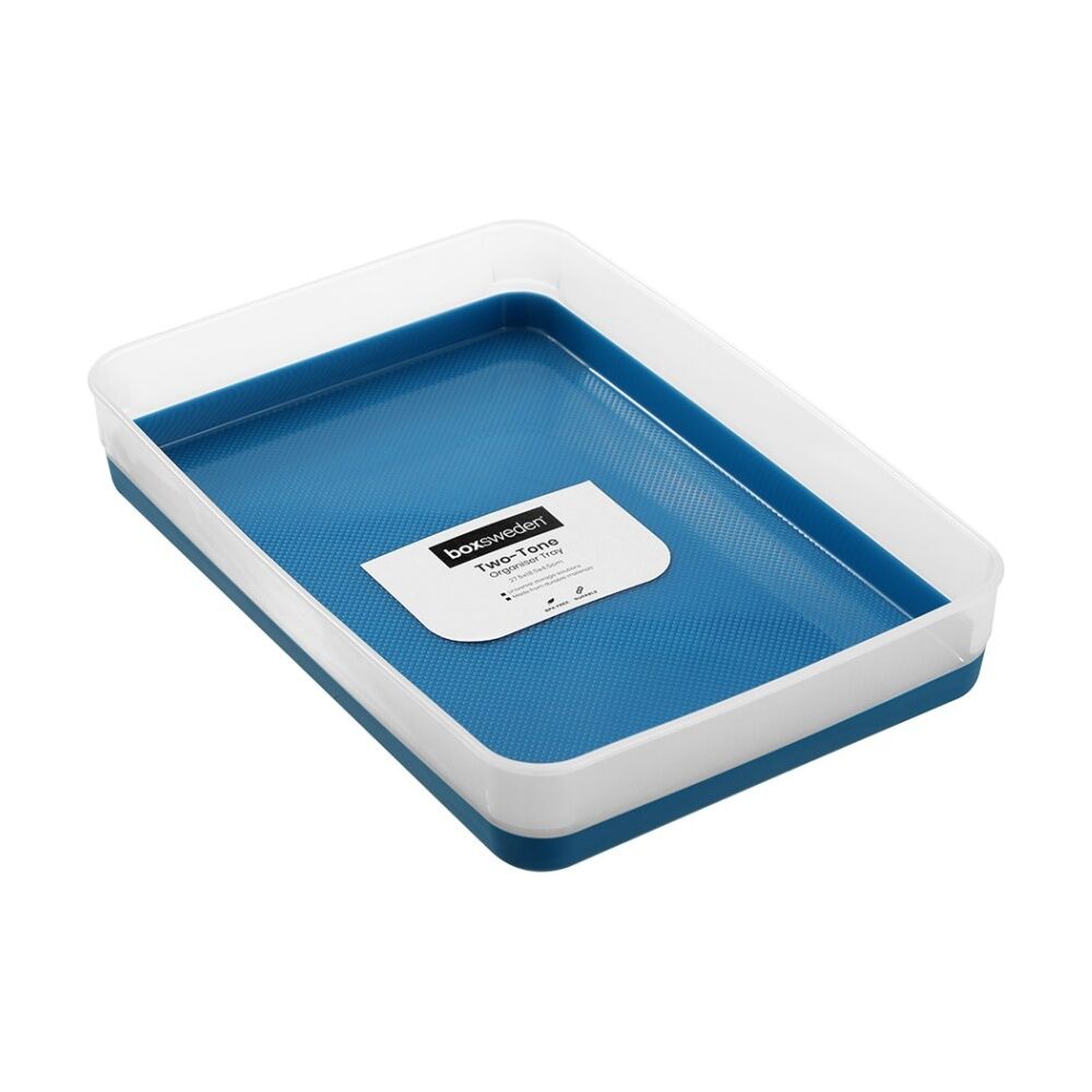 12x Boxsweden Durable Two-Tone Organiser Storage Tray 27.5x19x4.5cm Assorted