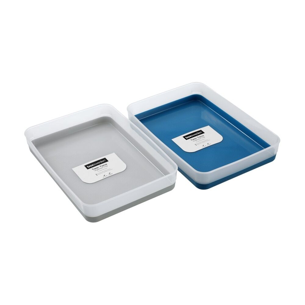 24x Boxsweden Durable Two-Tone Organiser Storage Tray 27.5x19x4.5cm Assorted