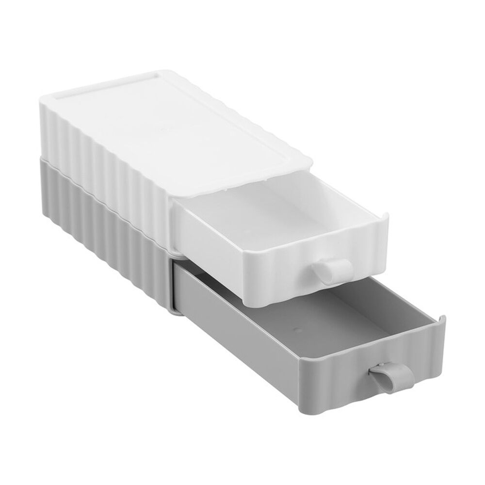 12x Boxsweden Rippled Stacking Drawer Organiser Ribbed Storage 10x18x4cm Assorted