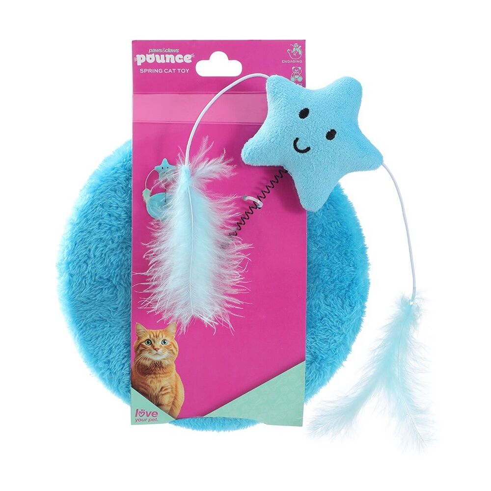 12PK Paws And Claws Pounce Plush Spring Pet Cat Toy Assorted 19x20cm
