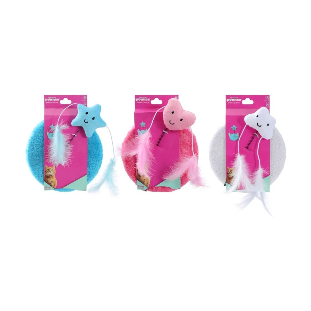 6PK Paws And Claws Pounce Plush Spring Pet Cat Toy Assorted 19x20cm