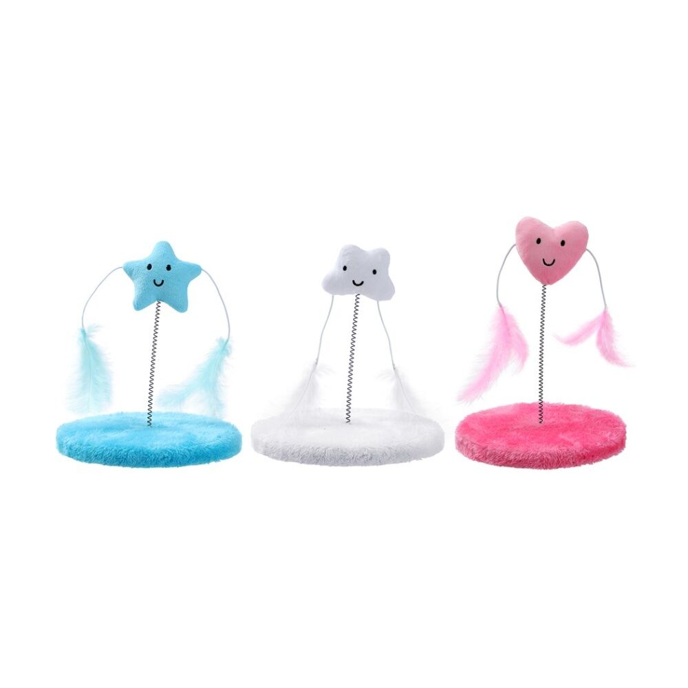 6PK Paws And Claws Pounce Plush Spring Pet Cat Toy Assorted 19x20cm