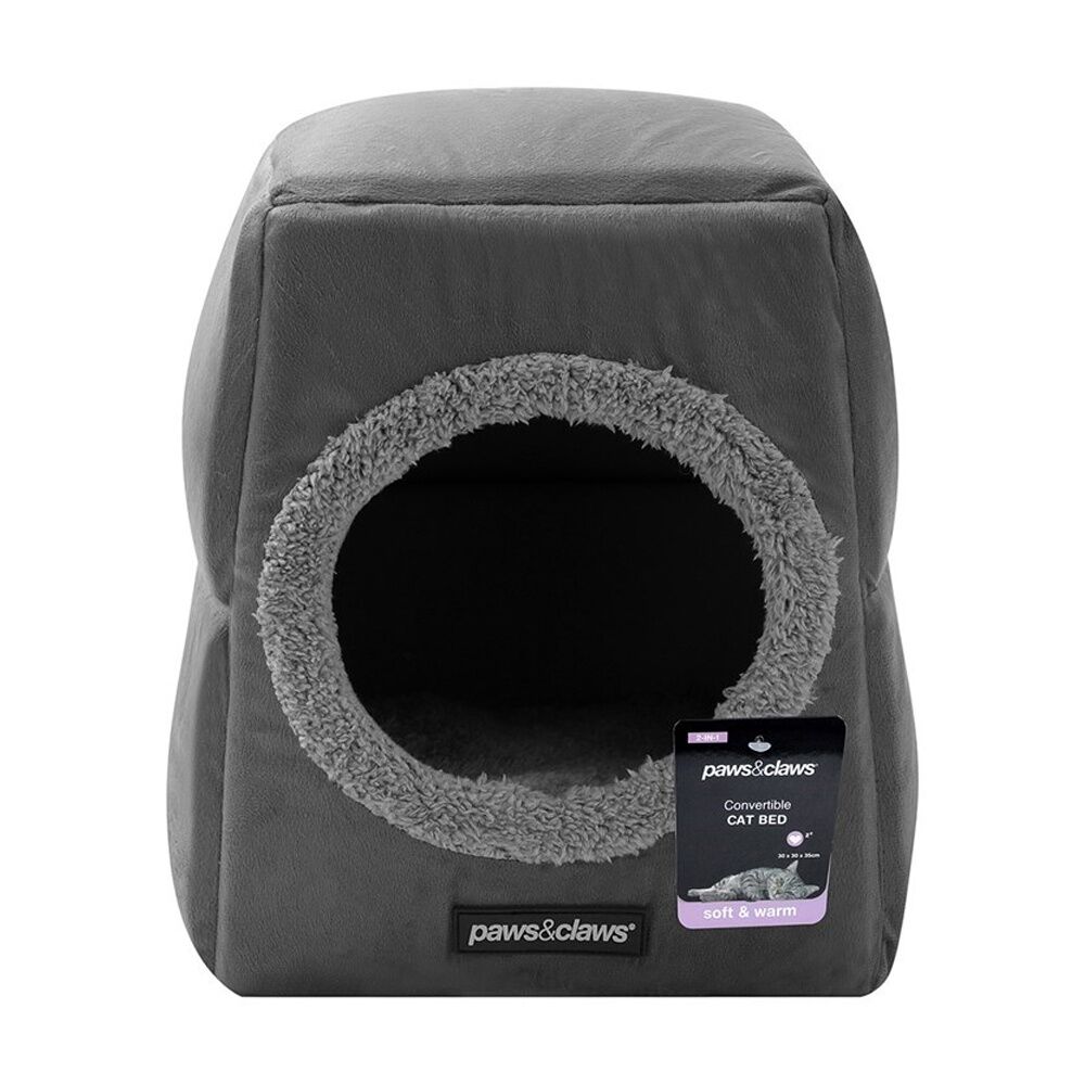 Paws And Claws Foldable Pet Cat Cave Bed Soft Plush Cushion 30x30x35cm